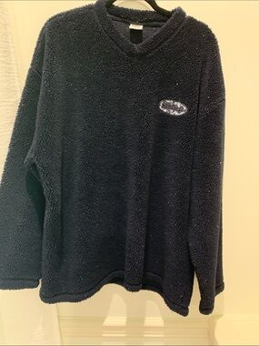 Men's Dark Navy V-Neck Sherpa Pullover Sweater San Diego logo